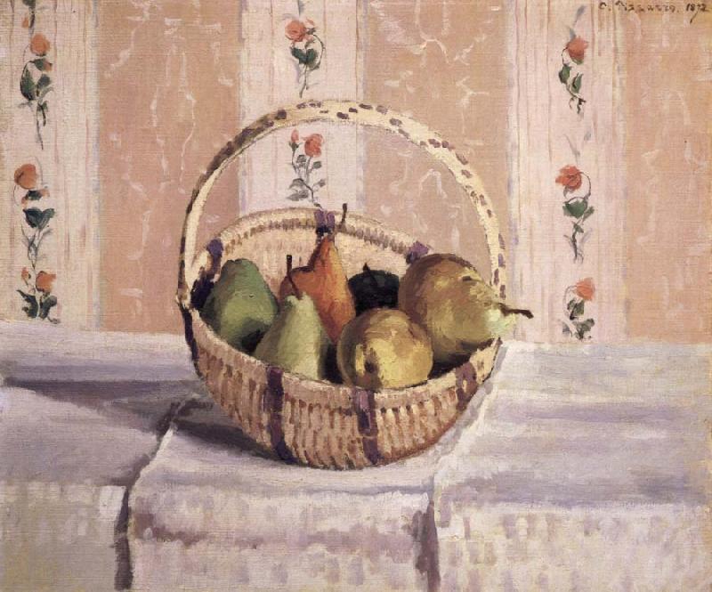 Camille Pissarro apples and pears in a round basket France oil painting art